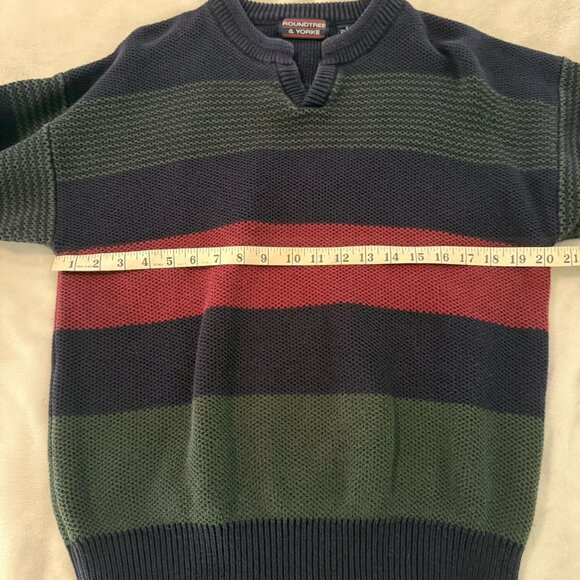 Roundtree and Yorke Knit Sweater Men’s XL Striped Vintage 90s Y2K Cotton Sweater - Picture 6 of 7